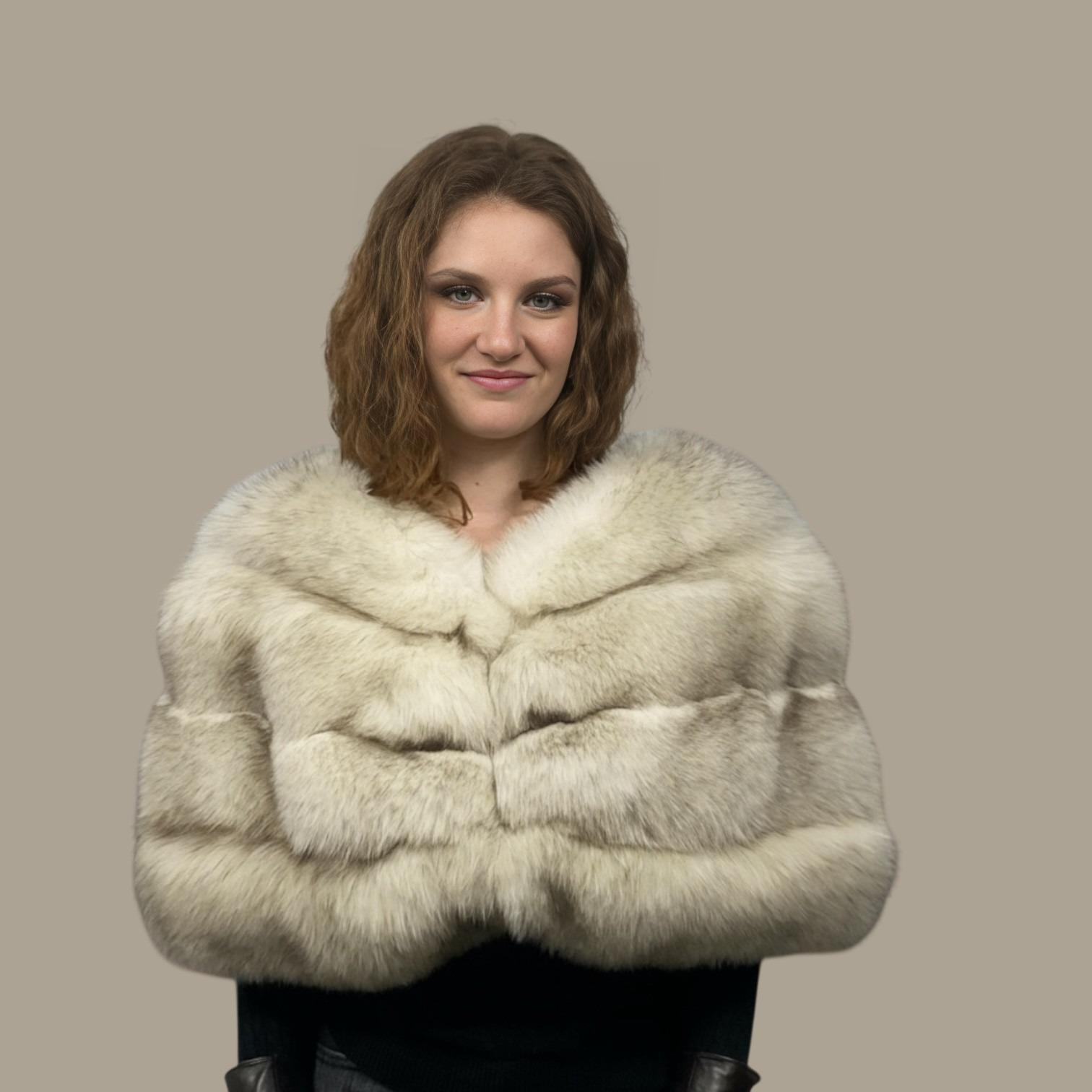 Blue Fox Stole -Upcycled Fur