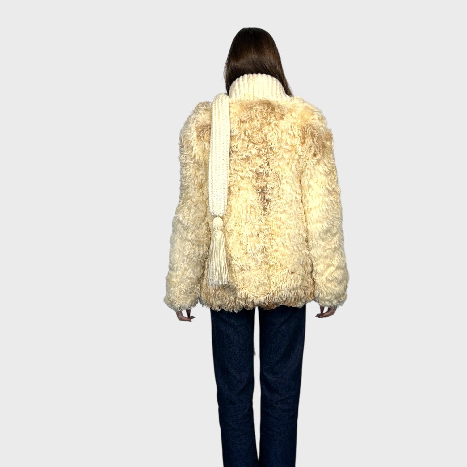 Curly Lamb Jacket-Wool Trim/Scarf