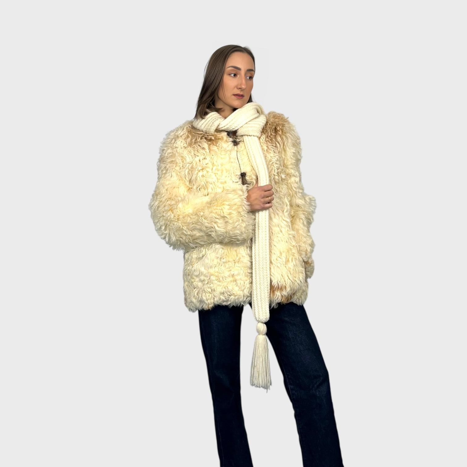 Curly Lamb Jacket-Wool Trim/Scarf