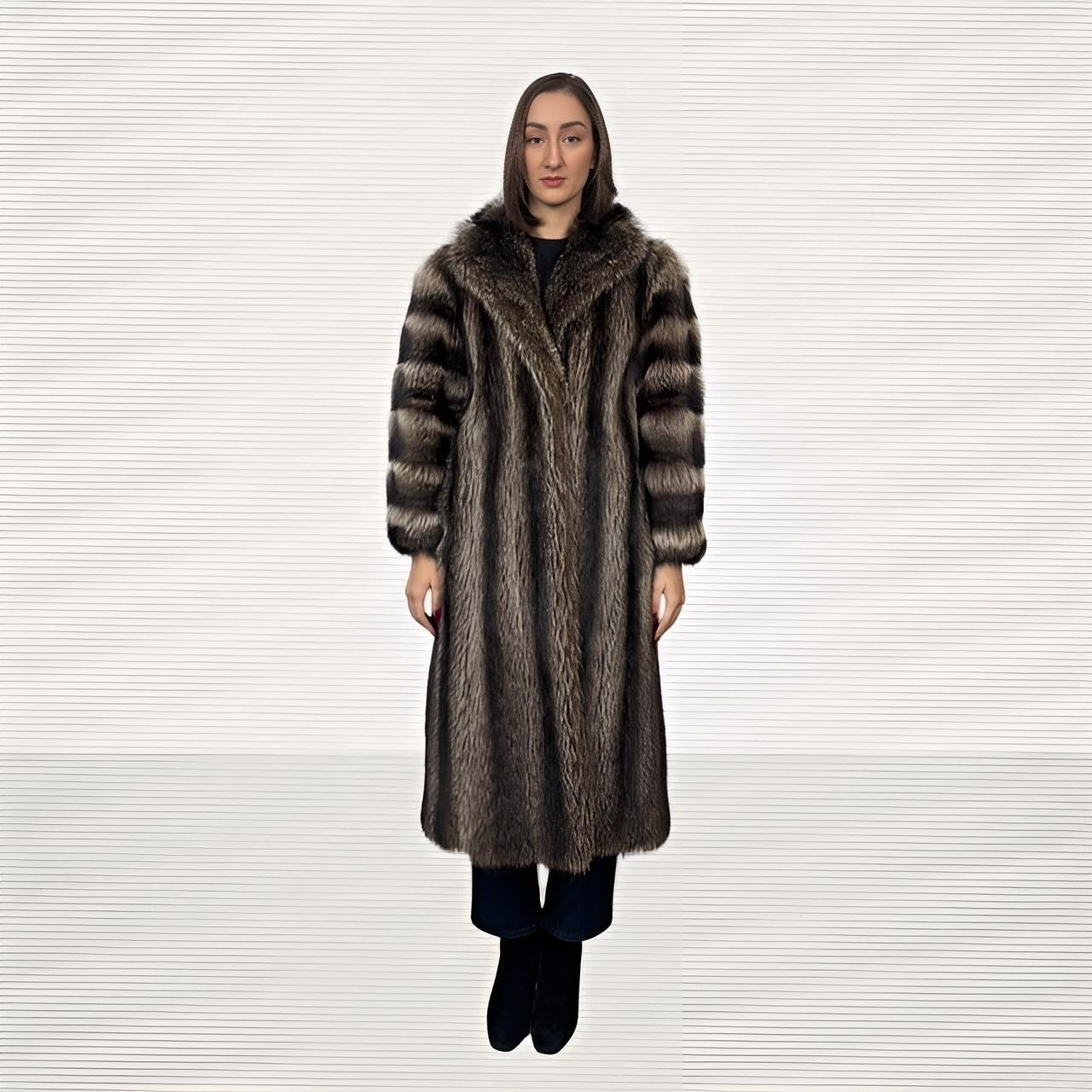 Natural Raccoon Coat Spiral Sleeves