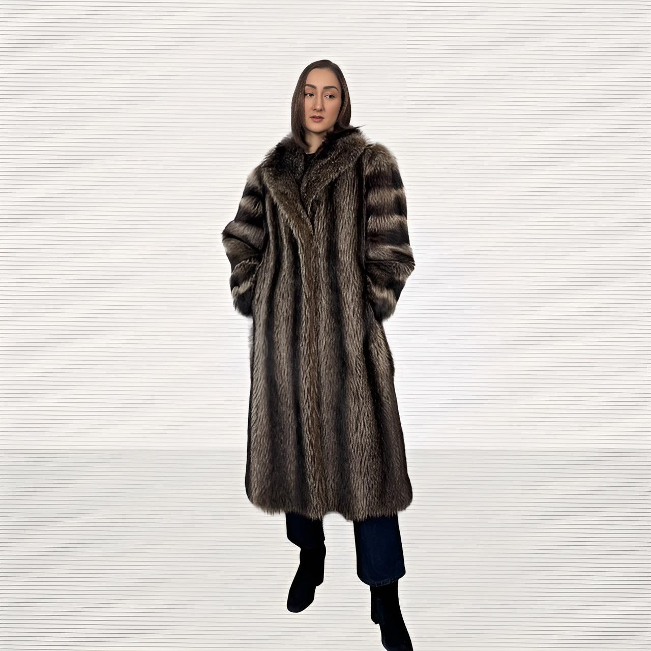 Natural Raccoon Coat Spiral Sleeves