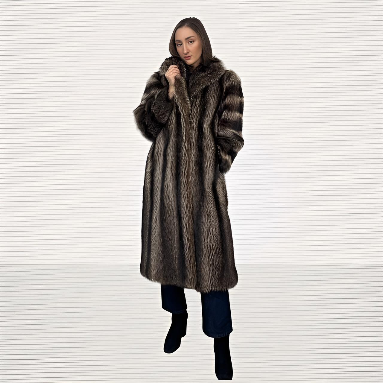 Natural Raccoon Coat Spiral Sleeves