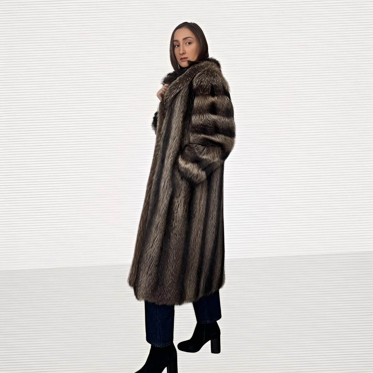 Natural Raccoon Coat Spiral Sleeves