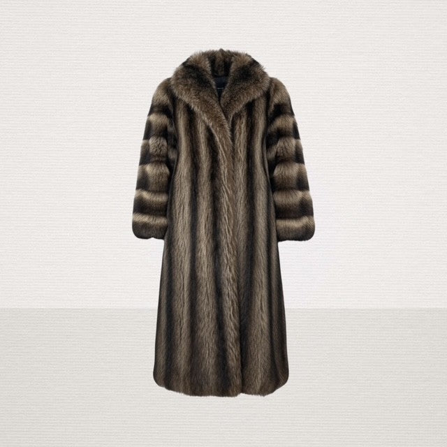Natural Raccoon Coat Spiral Sleeves