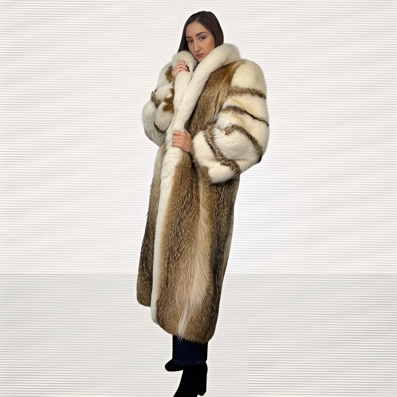 Coyote Coat with Shadow Fox Tuxedo And Sleeves