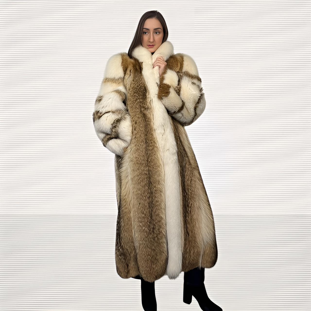 Coyote Coat with Shadow Fox Tuxedo And Sleeves