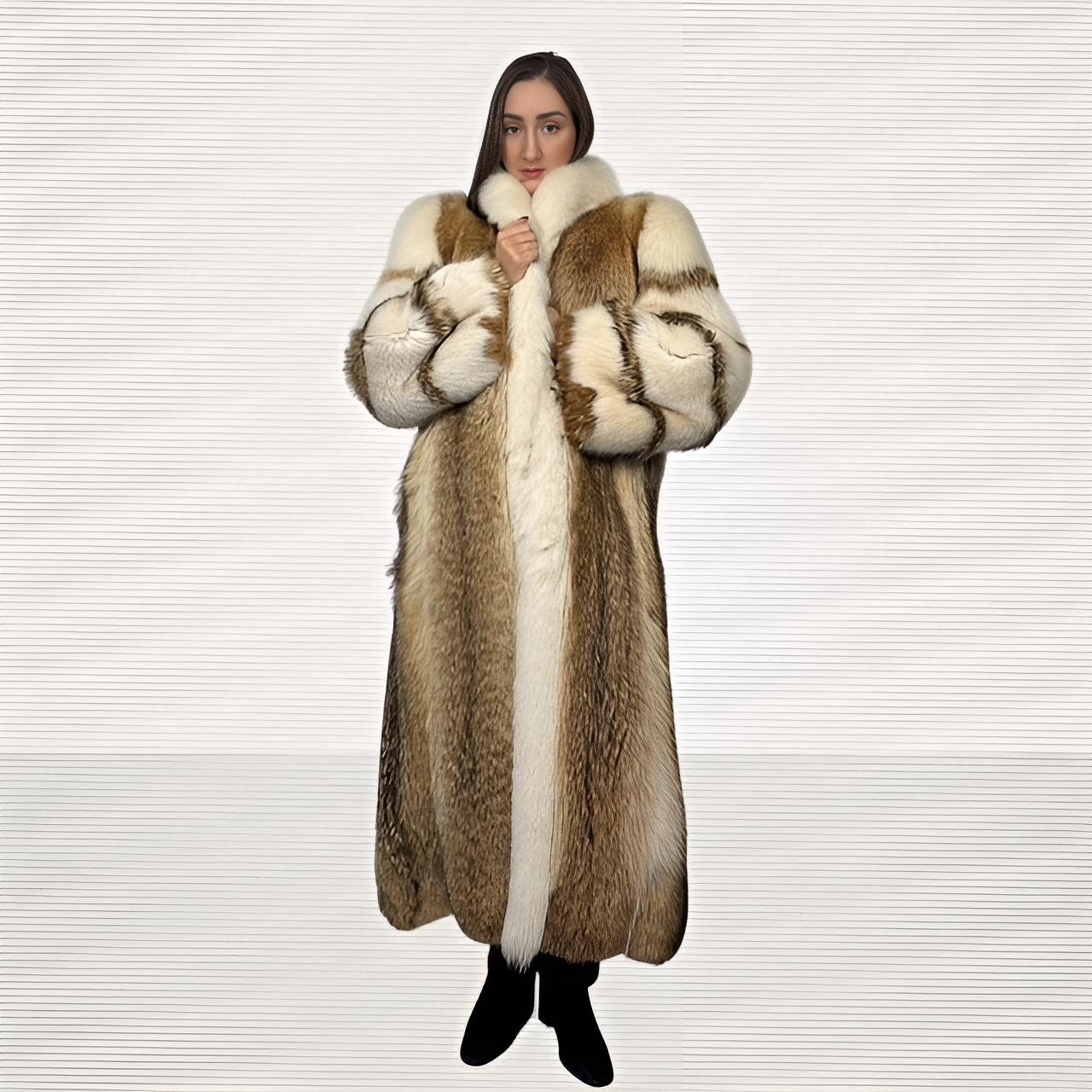 Coyote Coat with Shadow Fox Tuxedo And Sleeves