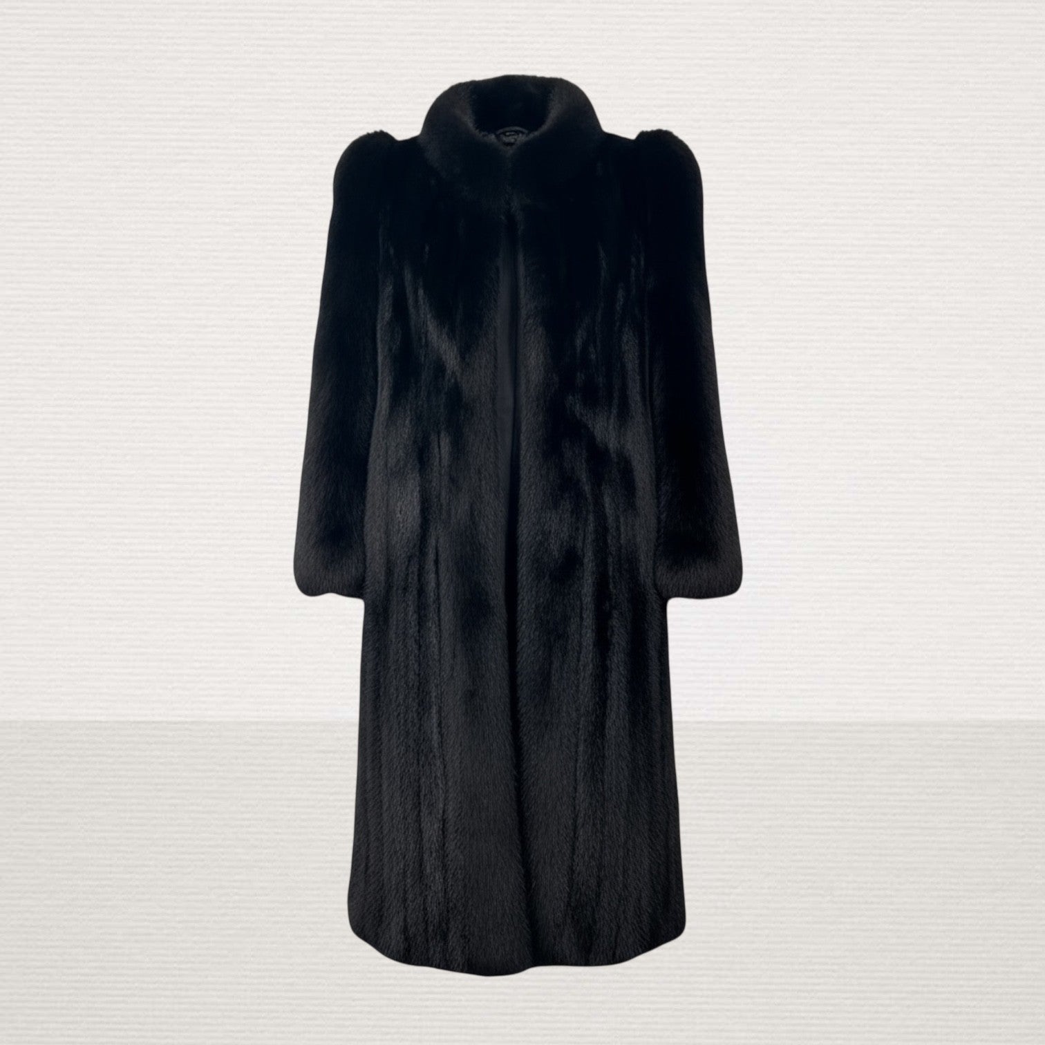 Black Mink coat with Black Fox Tuxedo And Sleeves