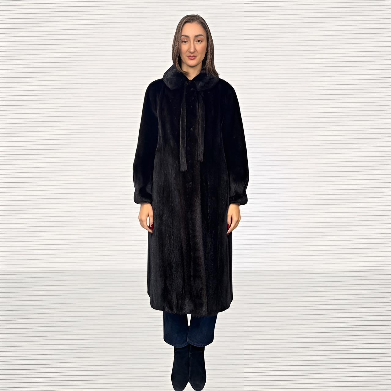 Dark Ranch Mink Coat - Tie on Collar