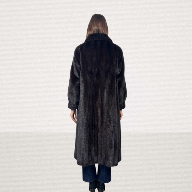 Dark Ranch Mink Coat - Tie on Collar
