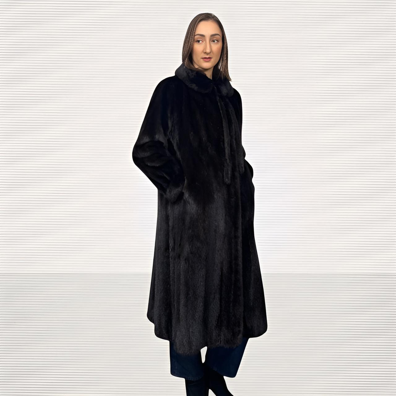 Dark Ranch Mink Coat - Tie on Collar