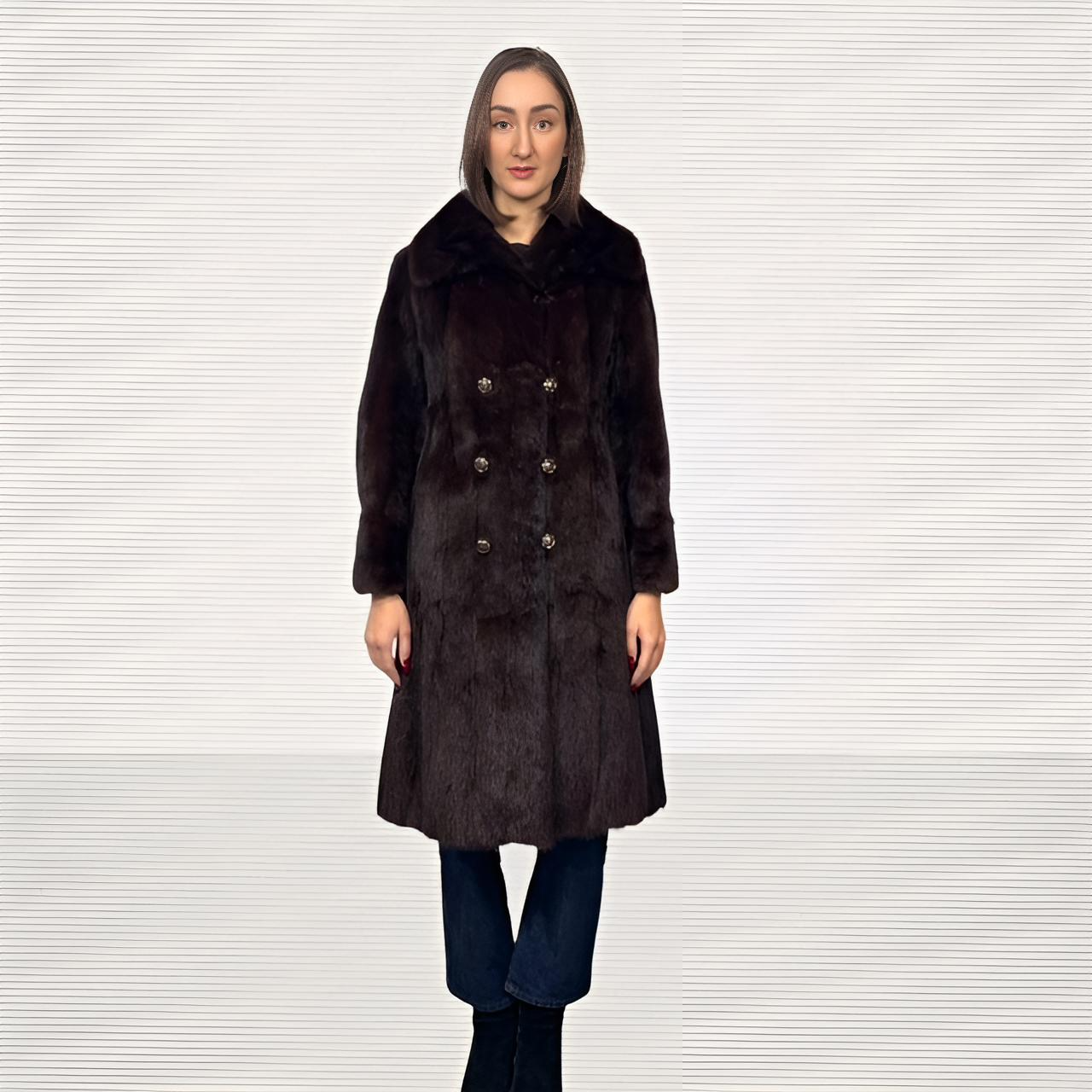 Double Breasted Dark Brown China Mink Coat