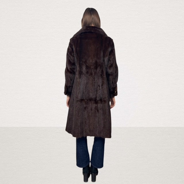 Double Breasted Dark Brown China Mink Coat