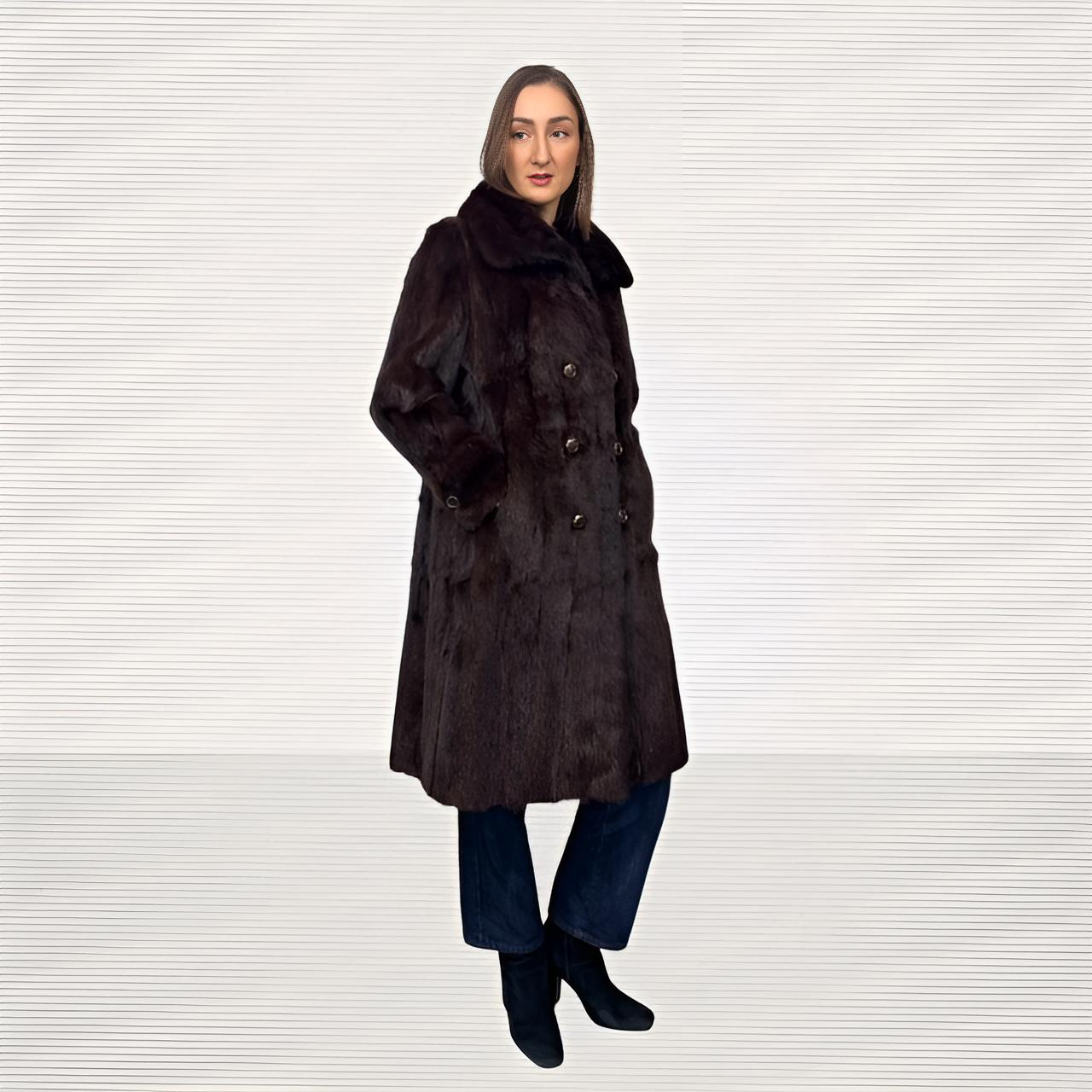 Double Breasted Dark Brown China Mink Coat