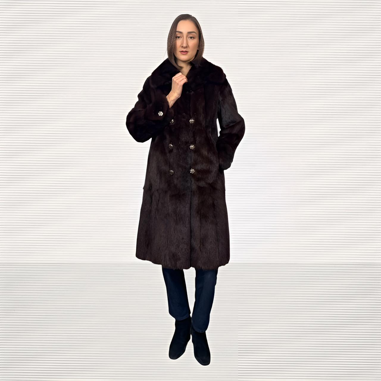 Double Breasted Dark Brown China Mink Coat