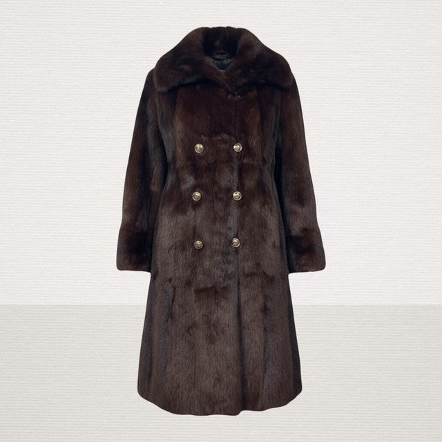 Double Breasted Dark Brown China Mink Coat