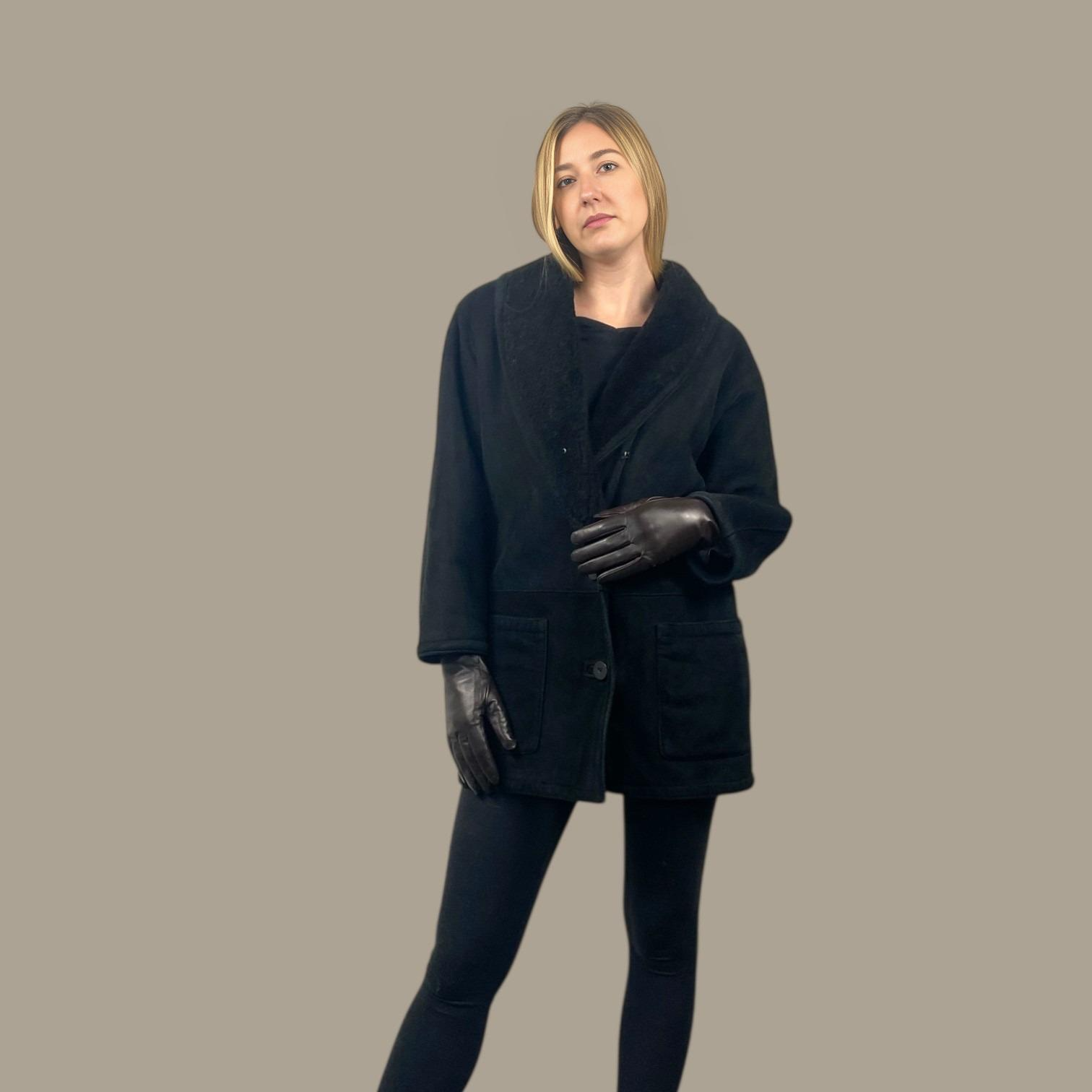 WOMEN'S BLACK SHEARLING Jacket