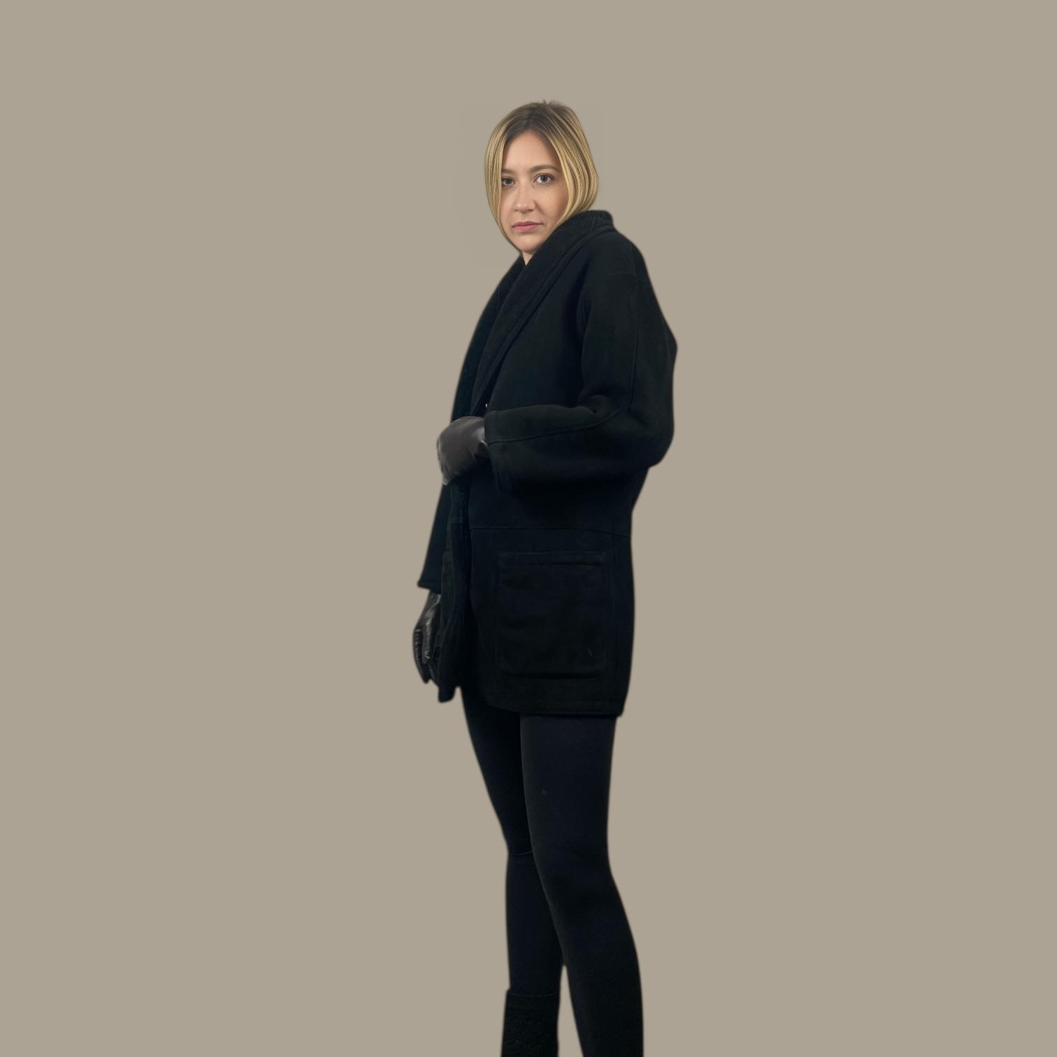 WOMEN'S BLACK SHEARLING Jacket