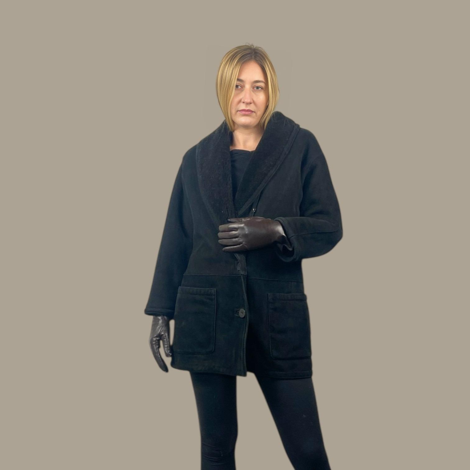 WOMEN'S BLACK SHEARLING Jacket