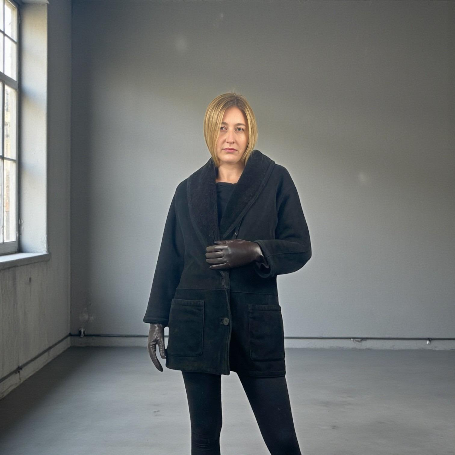 WOMEN'S BLACK SHEARLING Jacket