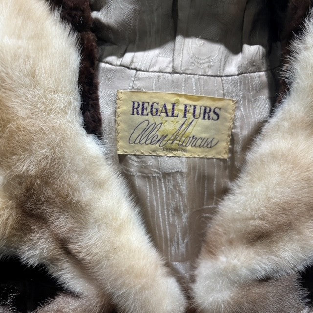 Brown Alaska Seal Fur Jacket Mink Collar